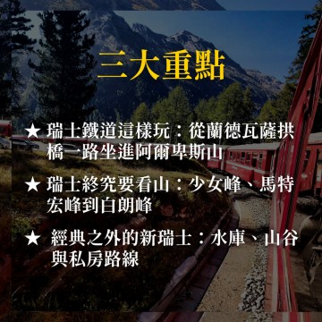 《瑞士這樣玩才過癮》景觀鐵道與阿爾卑斯健行私房新發現